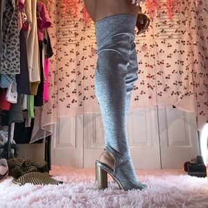 Cape Robbin Connie-1 over the knee peep toe stacked heel boots